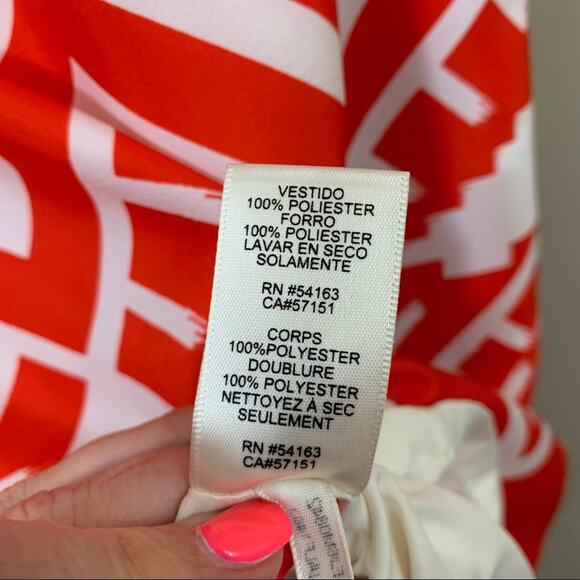 Eliza J Aztec Short Sleeve Orange/White Knee Length Dress - Picture 5 of 7